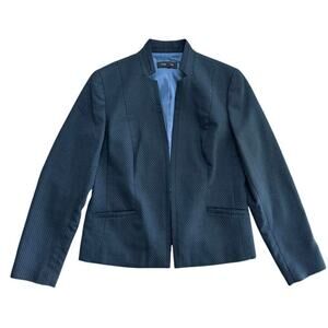 Talbots Women's Blue Wool Blend Micro Dot Blazer Jacket & Pants 2pec Set Size 10